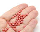 4mm Coral pink czech glass fire polished beads, 50Pc