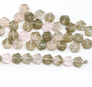 6mm Pink brown daisy flower czech glass beads, 40pc