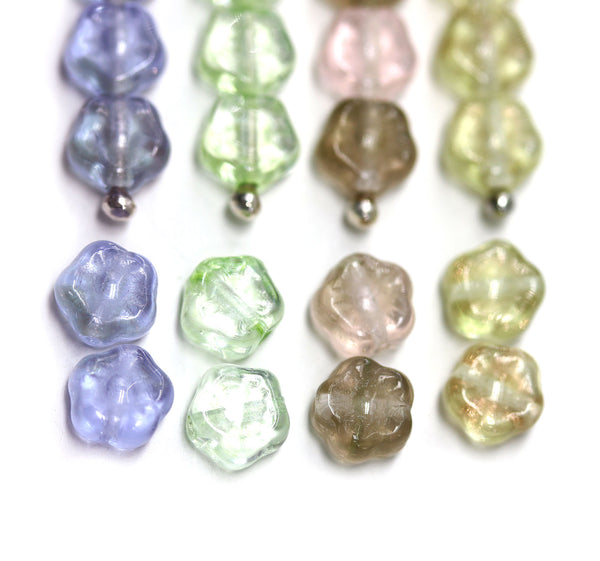 6mm Light yellow aventurine daisy flower czech glass beads, 40pc