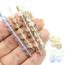 6mm Light green daisy flower czech glass beads, 40pc