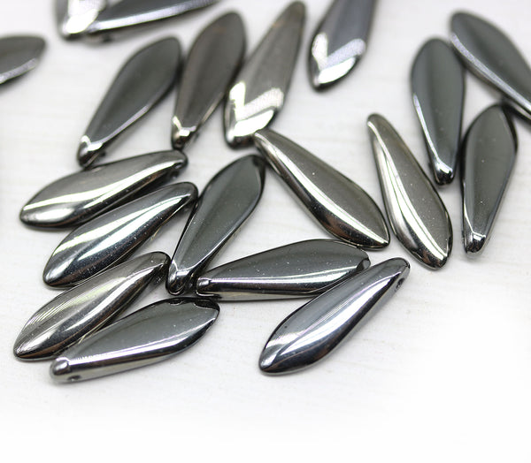 5x16mm Gunmetal dagger dagger czech glass beads - 20pc
