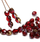6mm Dark garnet red copper luster fire polished round czech glass beads, 30Pc