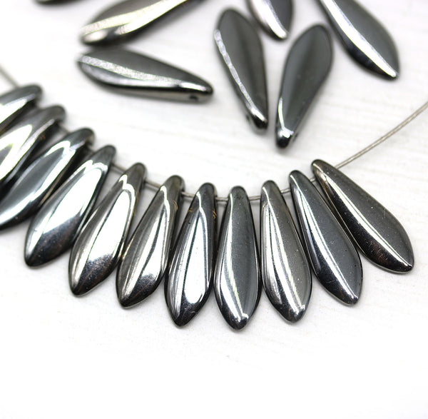 5x16mm Gunmetal dagger dagger czech glass beads - 20pc