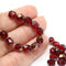 6mm Dark garnet red copper luster fire polished round czech glass beads, 30Pc