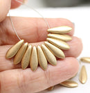 5x16mm Matte gold dagger dagger czech glass beads - 20pc