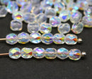 4mm Crystal clear Czech glass beads AB finish fire polished, 50Pc