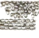 4x3mm Clear czech glass rice oval beads, silver coating - about 150pc
