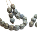 6mm Gray brown matte fire polished round czech glass beads, 30Pc