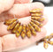 5x16mm Picasso beige brown dagger dagger czech glass beads - 20pc