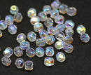 4mm Crystal clear Czech glass beads AB finish fire polished, 50Pc