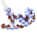 6mm Blue with copper luster bicone Czech glass beads, 30Pc
