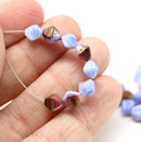 6mm Blue with copper luster bicone Czech glass beads, 30Pc