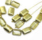 12x8mm Rectangle czech glass beads in gold and clear, 20pc