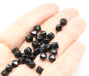 6mm Jet black bicone Czech glass beads, 30Pc