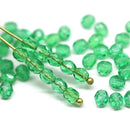4mm Green czech glass beads Fire polished spacers - 50Pc
