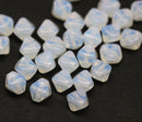 6mm Opal white bicone Czech glass beads, 30Pc