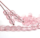 6mm Light rose pink fire polished round czech glass beads, 30Pc