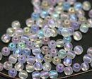 3mm Crystal clear Iris finish czech glass small spacers, 5g