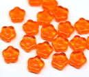 8mm Orange flower beads, czech glass, 20pc