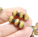 6x8mm Picasso beige brown rondelle czech glass beads, 12Pc