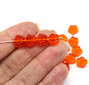 8mm Orange flower beads, czech glass, 20pc