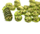 9mm Olive green glass leaf beads, Heart shaped triangle leaf, 30pc