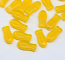 Opal yellow czech glass fish beads 14x7mm, 20pc