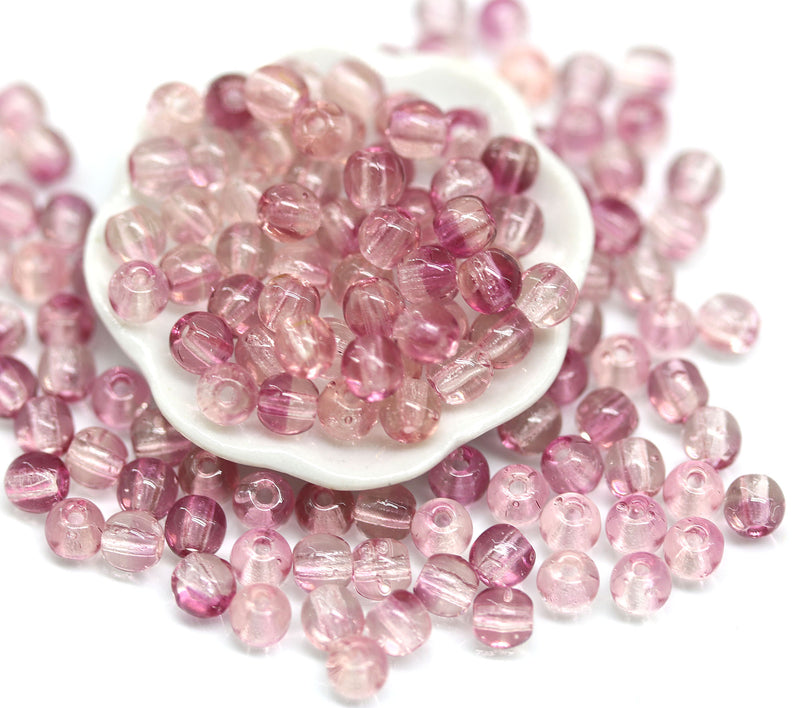 3mm Transparent pink czech glass small spacers, 5g