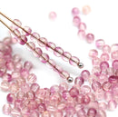3mm Transparent pink czech glass small spacers, 5g
