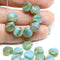 9mm Yellow blue Czech glass shell beads, 20pc