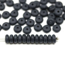 5mm Matte black czech glass rondelle beads - 100pc