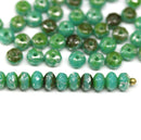 3x5mm Turquoise green czech glass beads silver wash - 50Pc