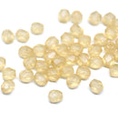 4mm Frosted yellow czech glass fire polished round spacers - 50Pc