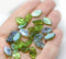 12x7mm Green leaf czech glass beads AB finish - 25Pc