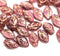 12x7mm Dark pink mixed color Czech glass beads gold wash, 30pc