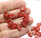 12x7mm Red leaf mixed color Czech glass beads gold wash, 30pc