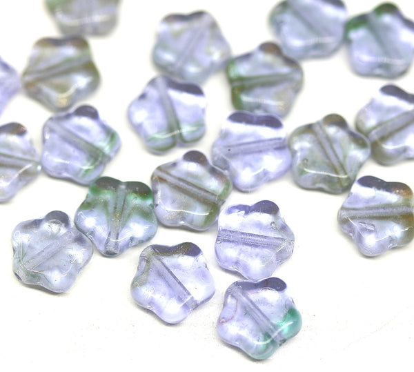 8mm Light lilac flower beads, czech glass, 20pc
