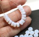 6x3mm Opal white rondelle fire polished czech glass beads, 25pc