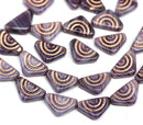 12x7mm Purple triangle beads copper ornament Czech glass, 25Pc