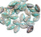 12x7mm Mint green pink leaf Czech glass beads gold wash, 30pc