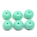 7x11mm Turquoise green puffy rondelle Czech glass beads, 6pc