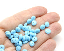 6mm Opaque sky blue czech glass rondelle spacer beads, 50pc
