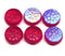 Frosted red czech glass snowflake beads AB finish - 6pc