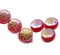 Transparent red czech glass snowflake beads AB finish - 6pc