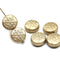 Matte gold czech glass snowflake beads - 6pc