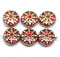 Transparent red gold inlays czech glass snowflake beads - 6pc