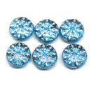 Transparent blue silver inlays czech glass snowflake beads - 6pc