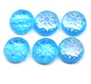 Transparent blue AB finish czech glass snowflake beads - 6pc