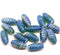 14x7mm Blue green long barrel czech glass beads, mixed color 15Pc