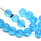 8mm Aqua blue czech glass round beads, Melon shape, 20pc
